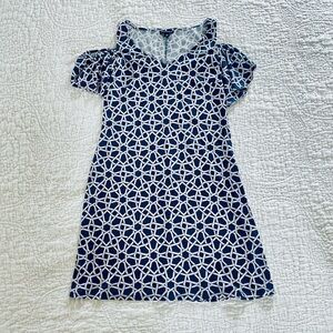 Navy and White Geometric Dress